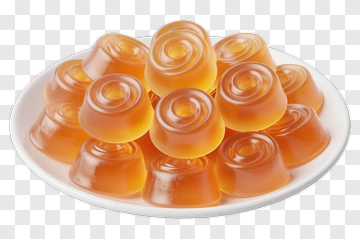 Plate Of Orange Jelly Candies PNG