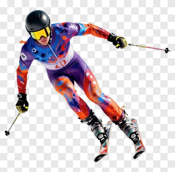 Ski Racer In Colorful Racing Suit PNG