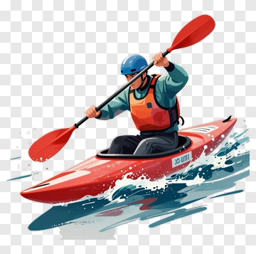 Kayaker Paddling In A Red Kayak PNG