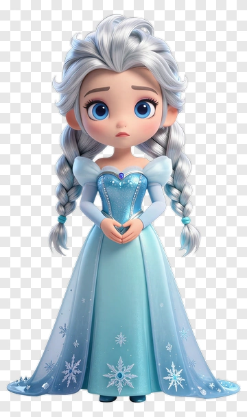 Cartoon Elsa Character In A Blue Dress PNG