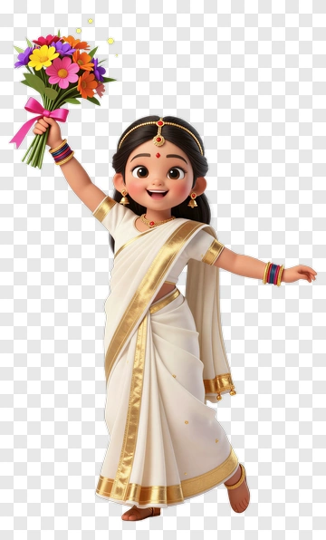Girl In Traditional Dress Holding A Bouquet Of Flowers PNG