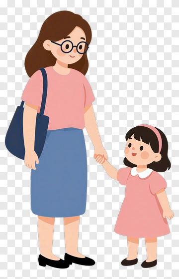 Happy Mother And Daughter Holding Hands PNG