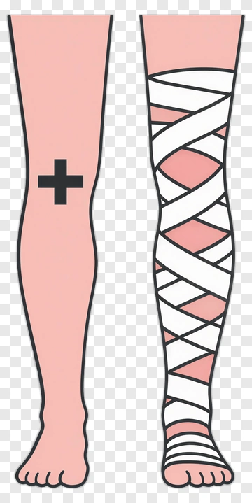 Illustration Of A Bandaged Leg With Medical Cross PNG
