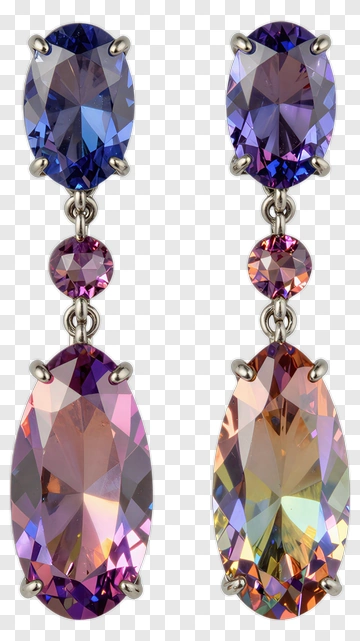 Colorful Earrings With Gemstones PNG