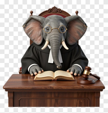 Elephant Judge Sitting At A Desk With A Book PNG
