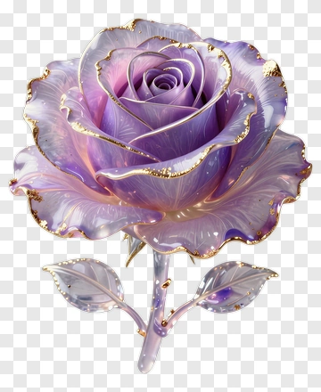 Purple Rose With Gold Accents PNG