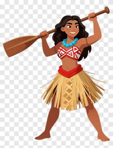 Cartoon Woman Holding A Paddle PNG