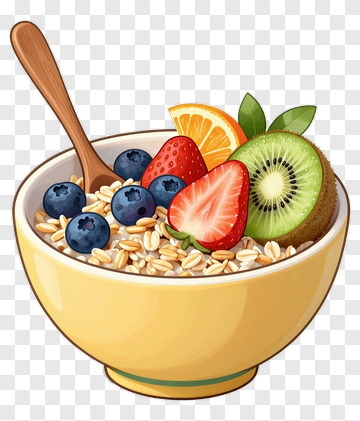 Colorful Bowl Of Oatmeal With Fresh Fruits PNG