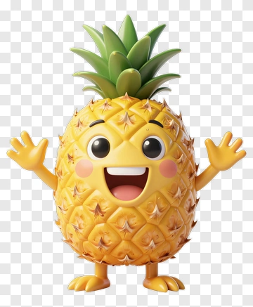Cartoon Pineapple Character Smiling And Waving PNG