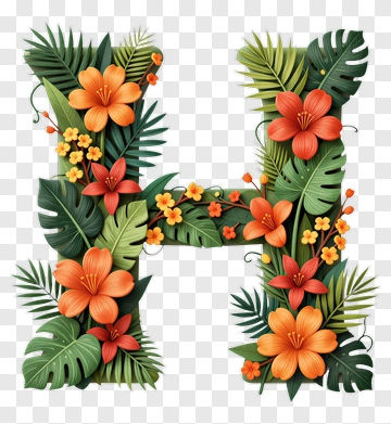Floral Letter H Design PNG