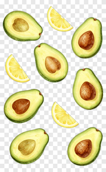 Avocado And Lemon Slices Pattern PNG