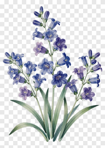 Watercolor Bluebell Flowers PNG