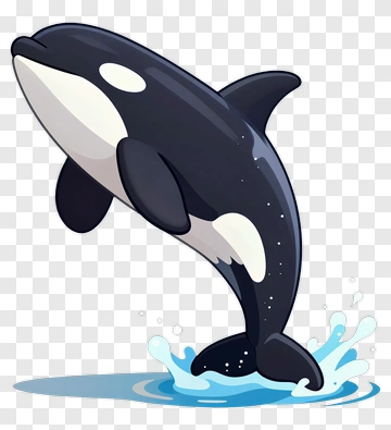 Cartoon Orca Whale Jumping Out Of Water PNG