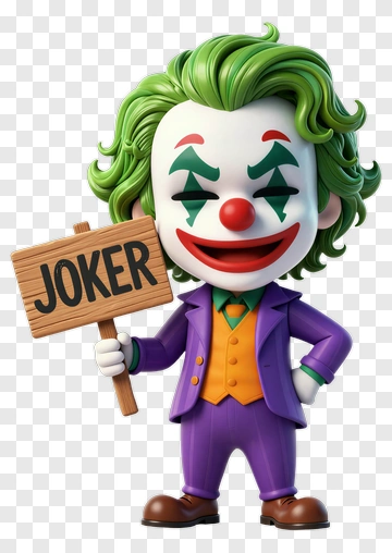 3D Joker Holding A Sign PNG