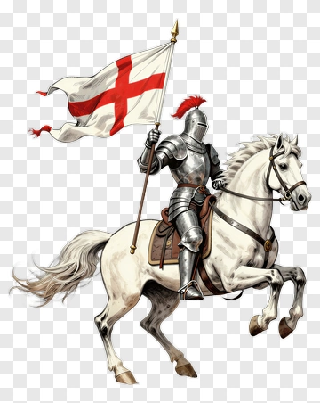 Knight On Horseback Holding A Flag PNG