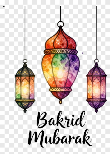 Colorful Lanterns For Bakrid Mubarak PNG