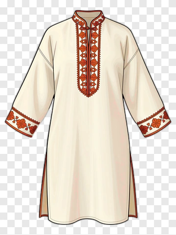 Embroidered White Kurta PNG