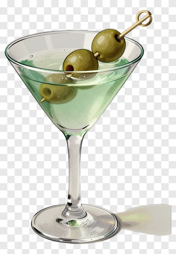 Martini Glass With Green Olives PNG