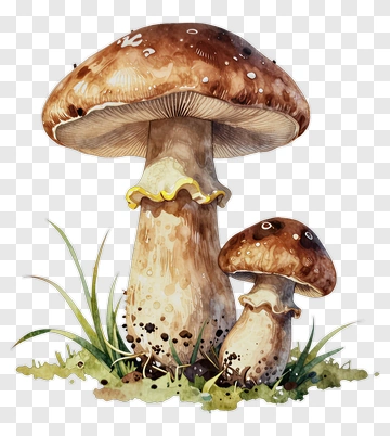 Mushroom Group In Grass PNG