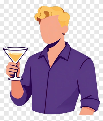 Man Holding A Cocktail Glass PNG