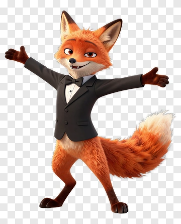 Cartoon Fox In A Tuxedo PNG
