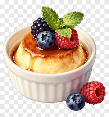 Delicious Panna Cotta With Berries And Mint PNG