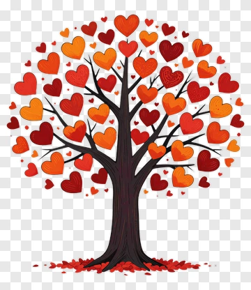 Colorful Heart Tree PNG