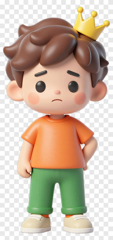 Cartoon Boy Wearing A Crown PNG