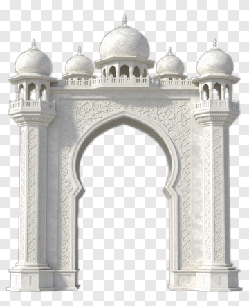 White Architectural Arch With Domes PNG