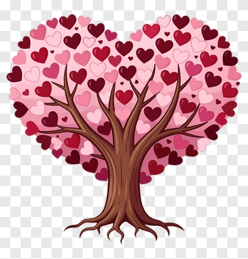 Heart-Shaped Tree With Colorful Hearts PNG