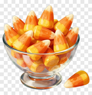 Candy Corn In A Glass Bowl PNG