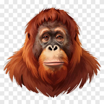 Realistic Orangutan Face PNG
