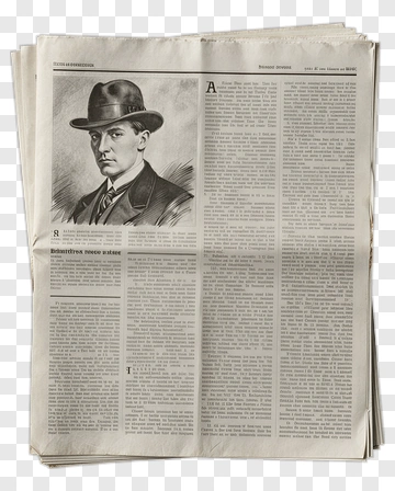 Vintage Newspaper Portrait Of A Man In A Hat PNG