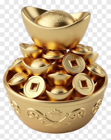 Gold Ingot Stack With Coins PNG