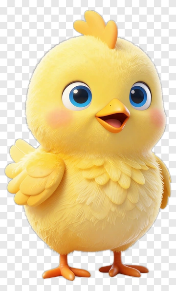 Cartoon Chick With A Happy Expression PNG