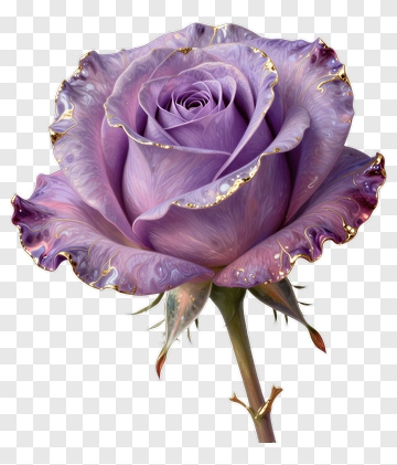 Purple Rose With Golden Accents PNG
