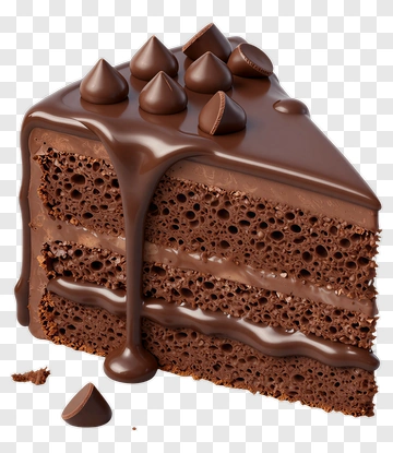 Chocolate Cake Slice With Dripping Ganache PNG