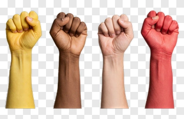 Diverse Fists Raised In Unity PNG
