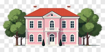 Pink House Surrounded By Trees PNG