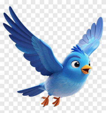 Cartoon Blue Bird Flying PNG