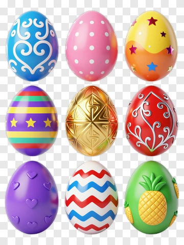 Colorful Easter Eggs Collection PNG