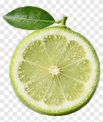 Fresh Lime Slice With Leaf PNG