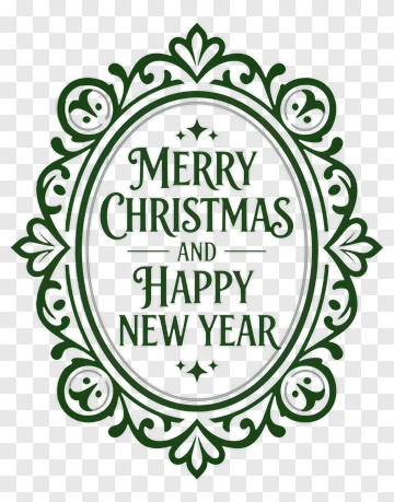 Merry Christmas And Happy New Year Decorative Design PNG