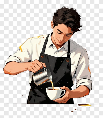 Barista Pouring Coffee Into A Cup PNG