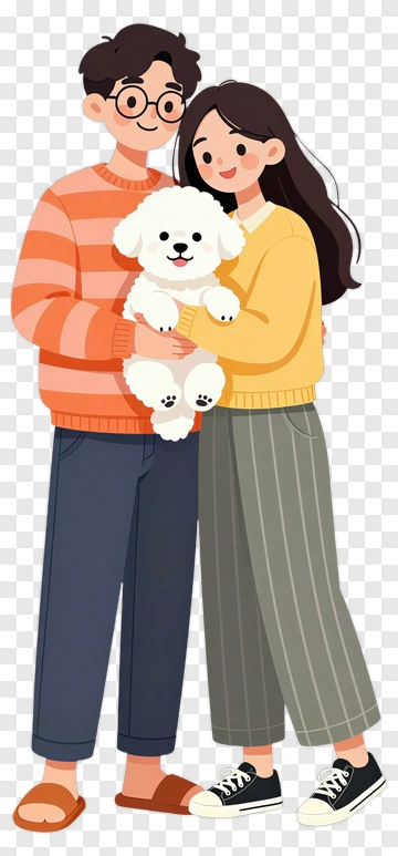 Happy Couple Holding A Dog PNG