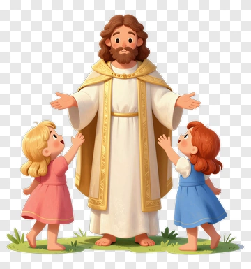 Cartoon Jesus With Children PNG