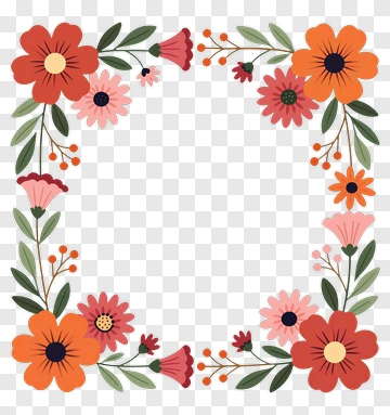 Colorful Floral Frame PNG