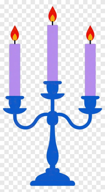 Colorful Candelabra With Purple Candles PNG