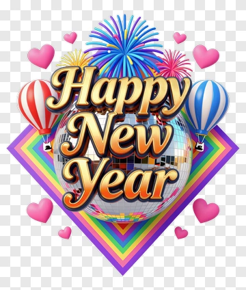Happy New Year Celebration Graphic PNG