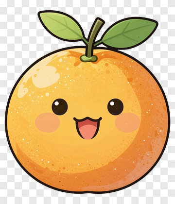 Cartoon Orange With A Happy Face PNG